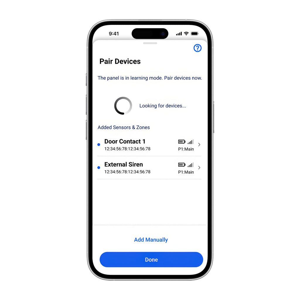 Pro-IQ-Security - Add Sensors - Front - phone screen