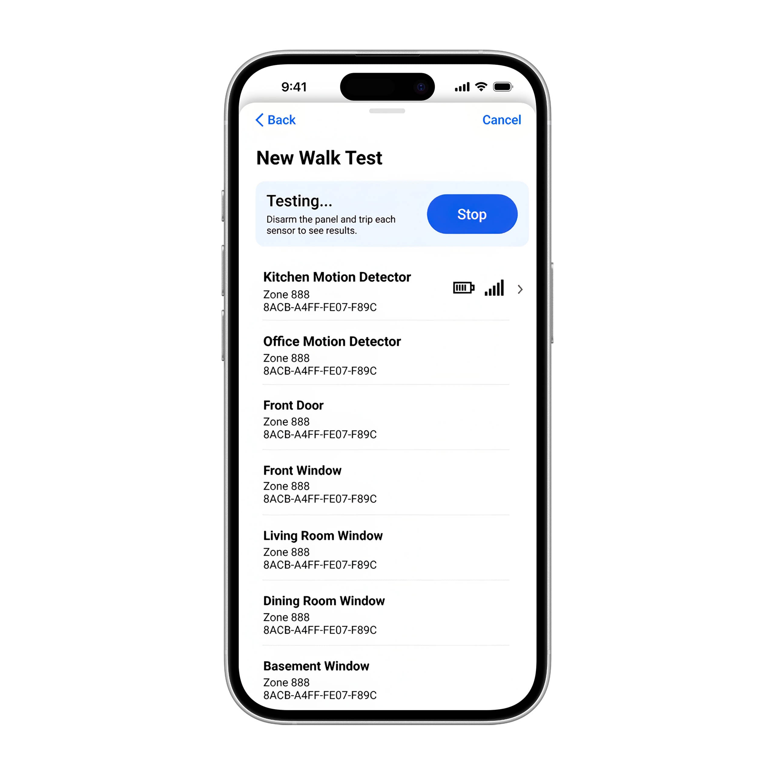 Pro-IQ-Security - Walk Test - Front - phone screen